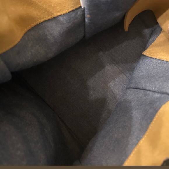 Clare V Simple Tote in Mustard Poppy Blush Striped Suede - Picture 6 of 7